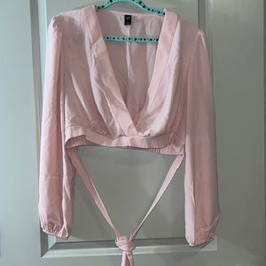 Brand new shein curve deep V plunge sleeve blouse